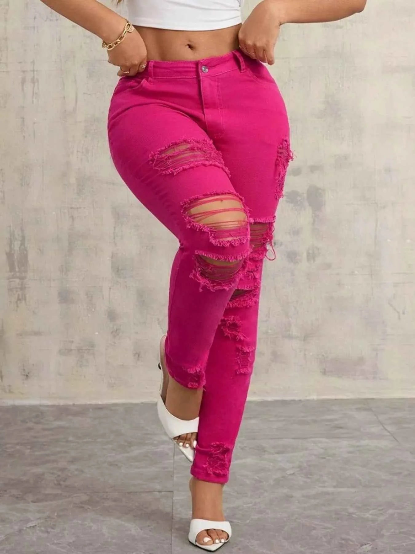 High-Waisted Distressed Skinny Jeans - Nico`s Store