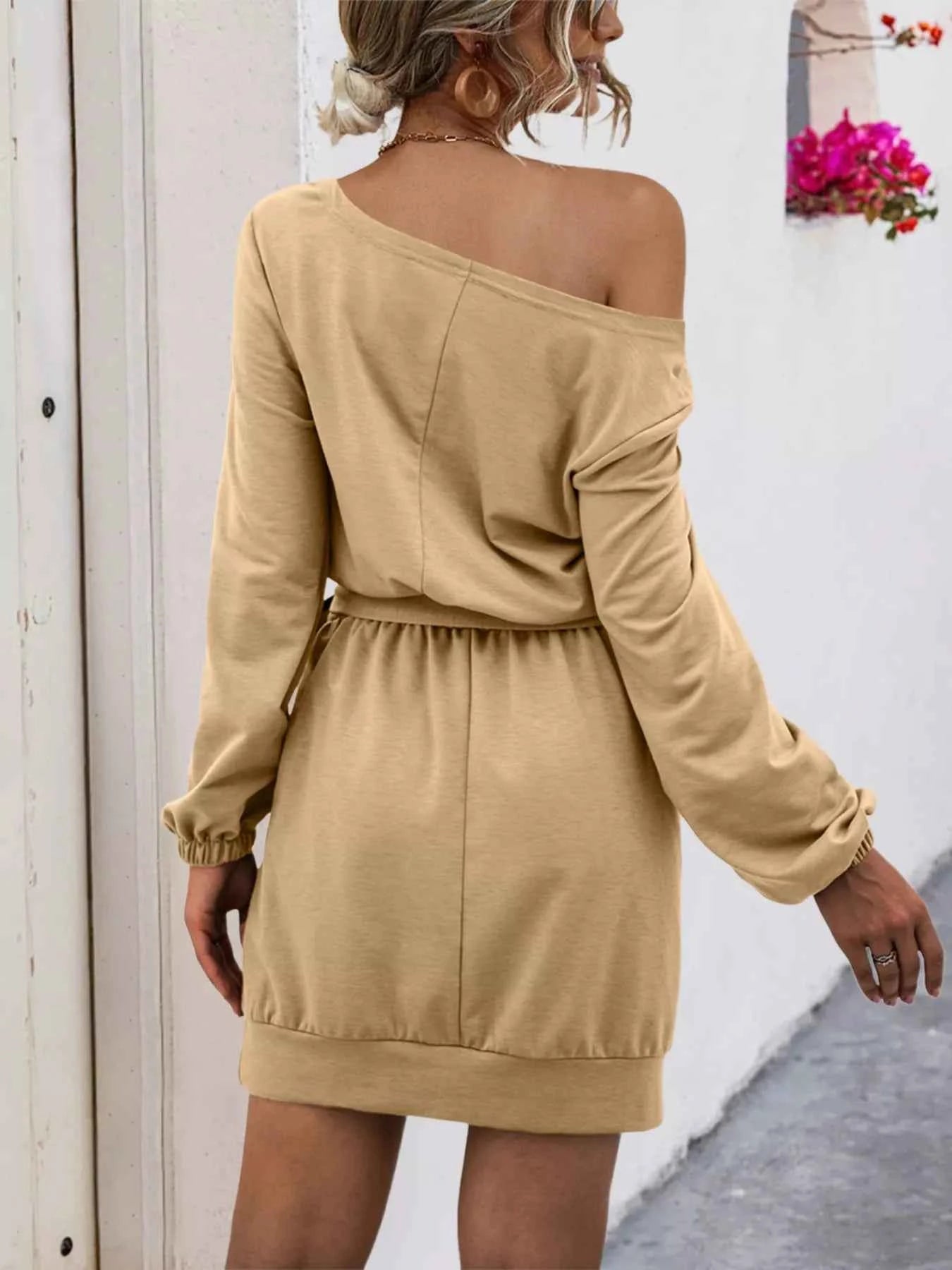 One Shoulder Tie Waist Dress for Effortless Style and Elegance