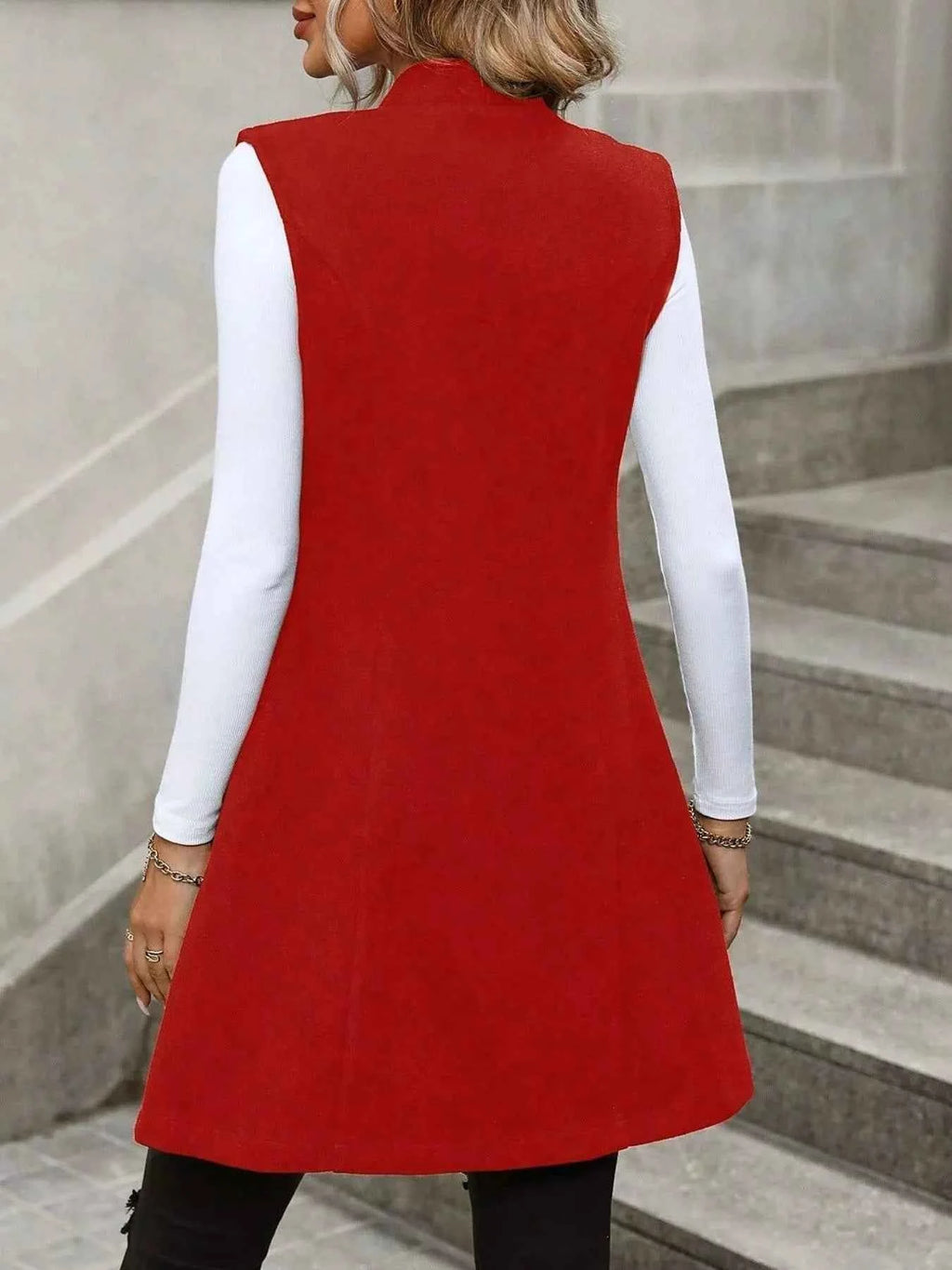 Button Up Sleeveless Longline Vest Coat - Nico`s Store