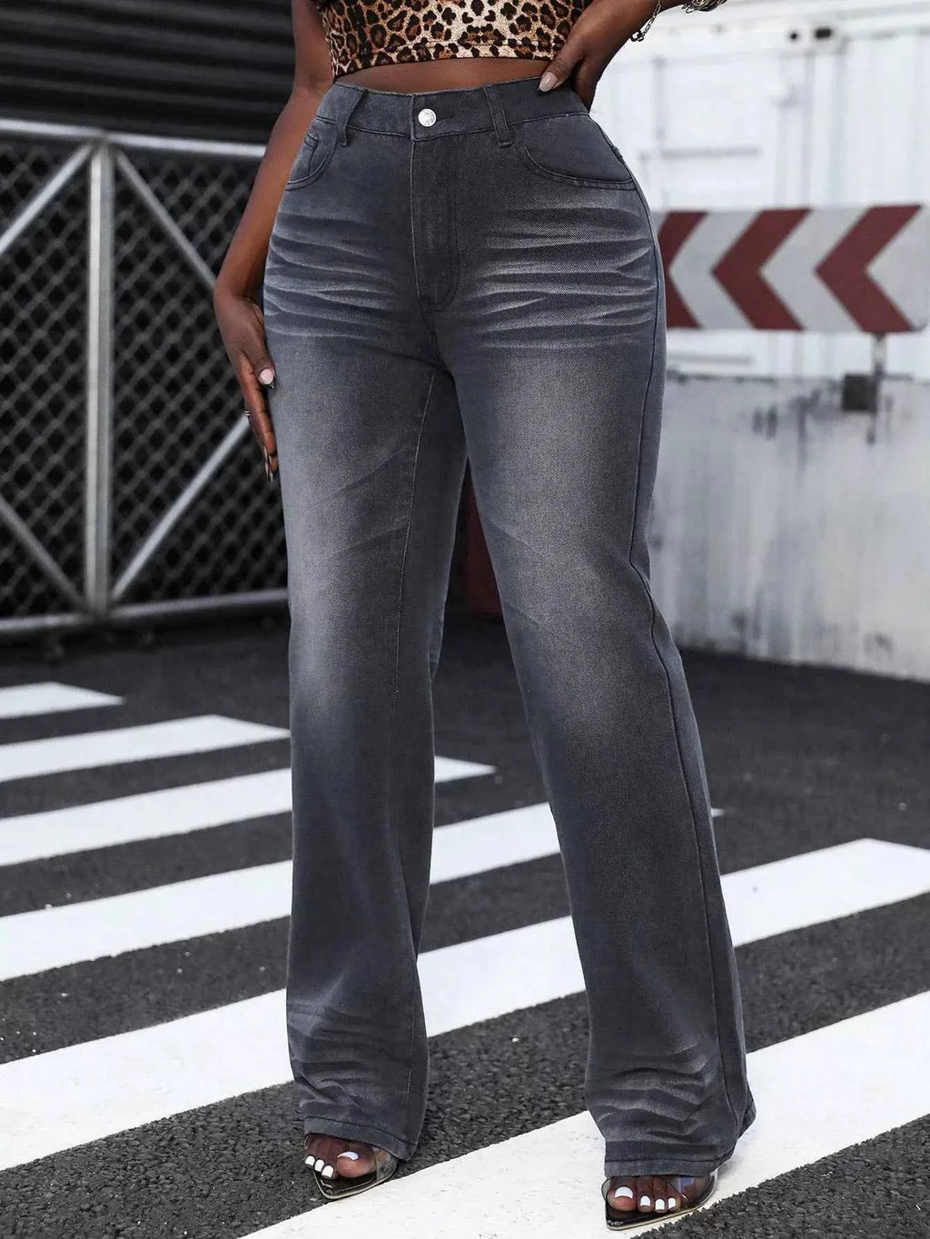 High Waist Straight Leg Jeans
