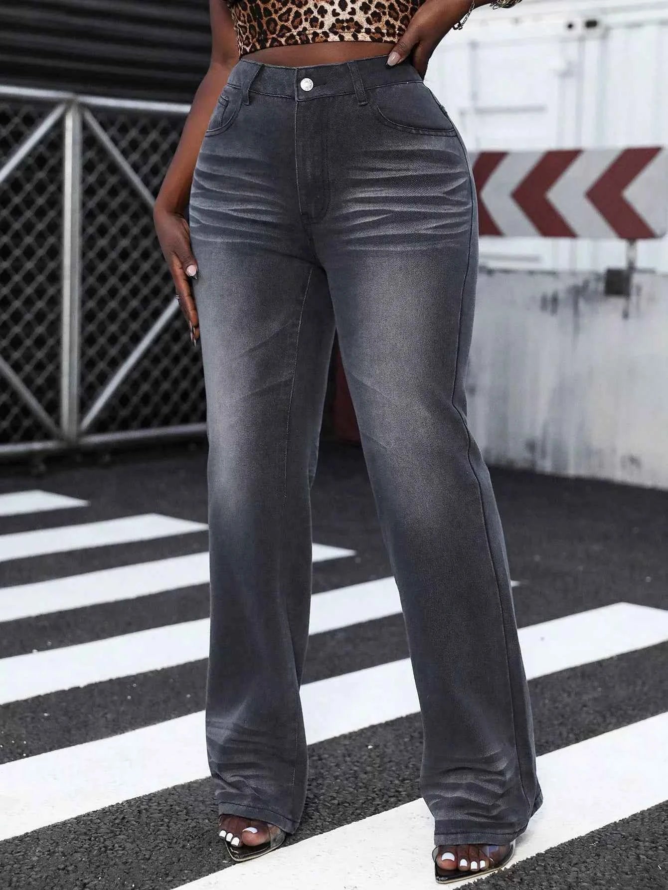 High Waist Straight Leg Jeans