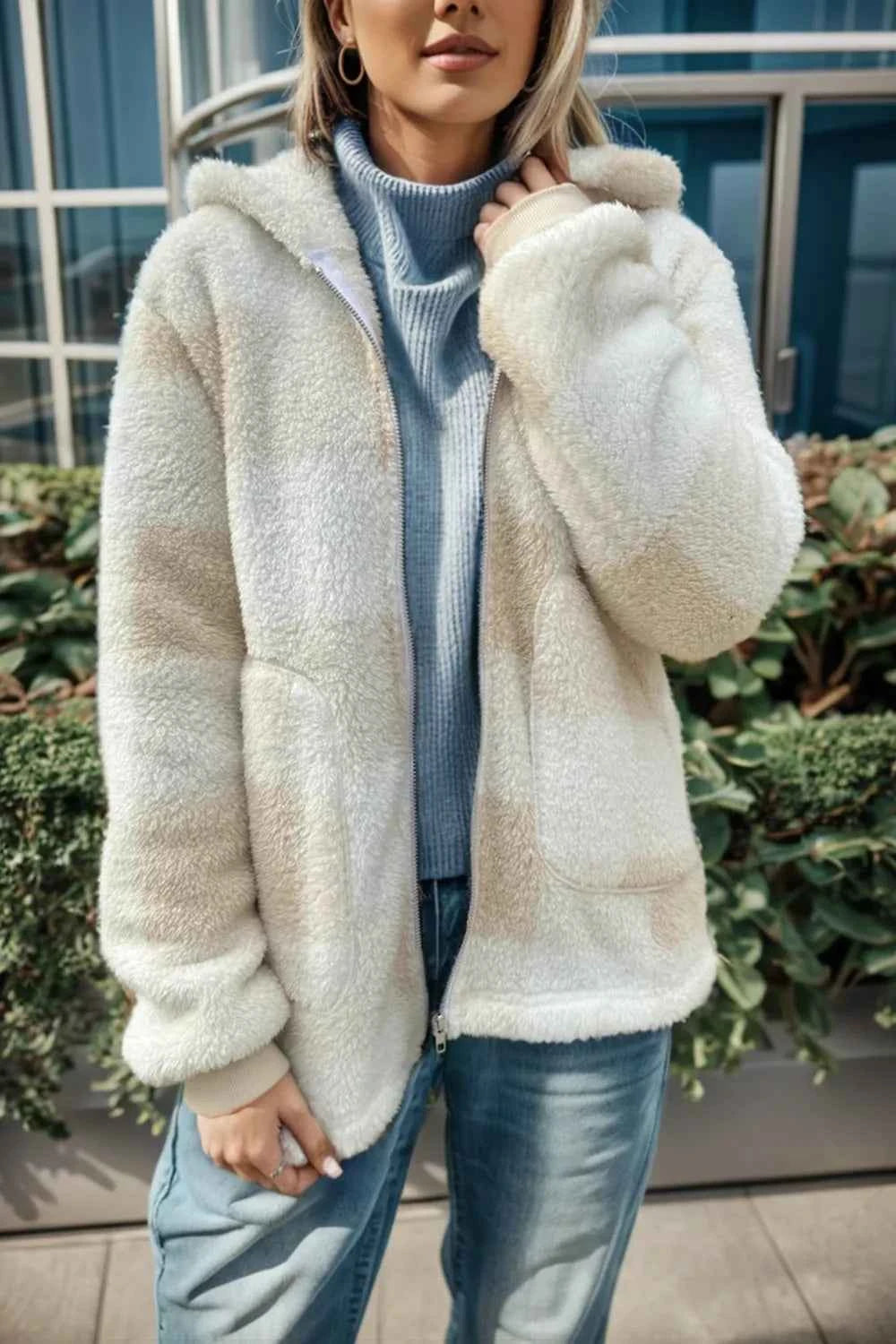 Double Take Full Size Plaid Hooded Coat - Nico`s Store