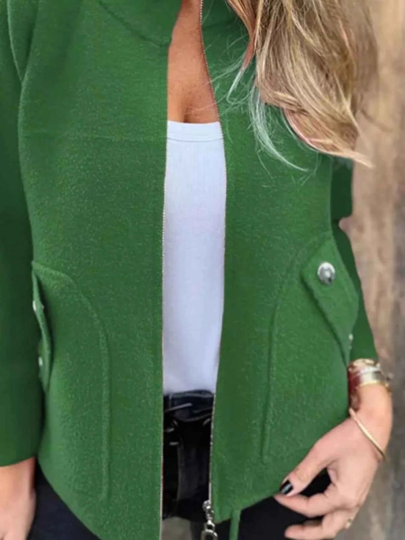 Full Size Textured Knit Zip Up Outerwear - Nico`s Store