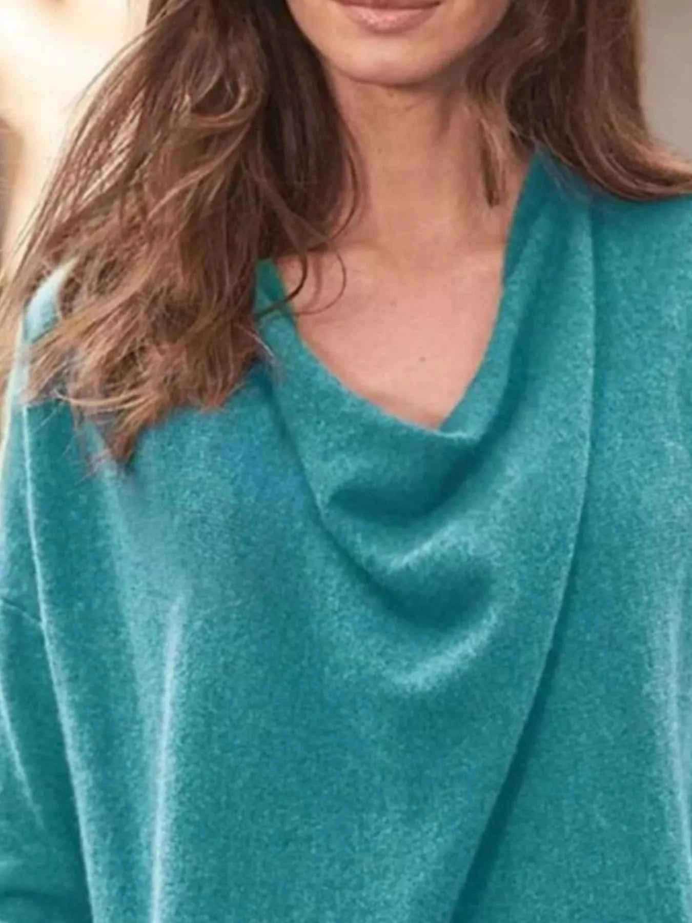 Full Size Plus Size Cowl Neck Long Sleeve Top - Perfectly Flattering Plus Size Cowl Neck Top