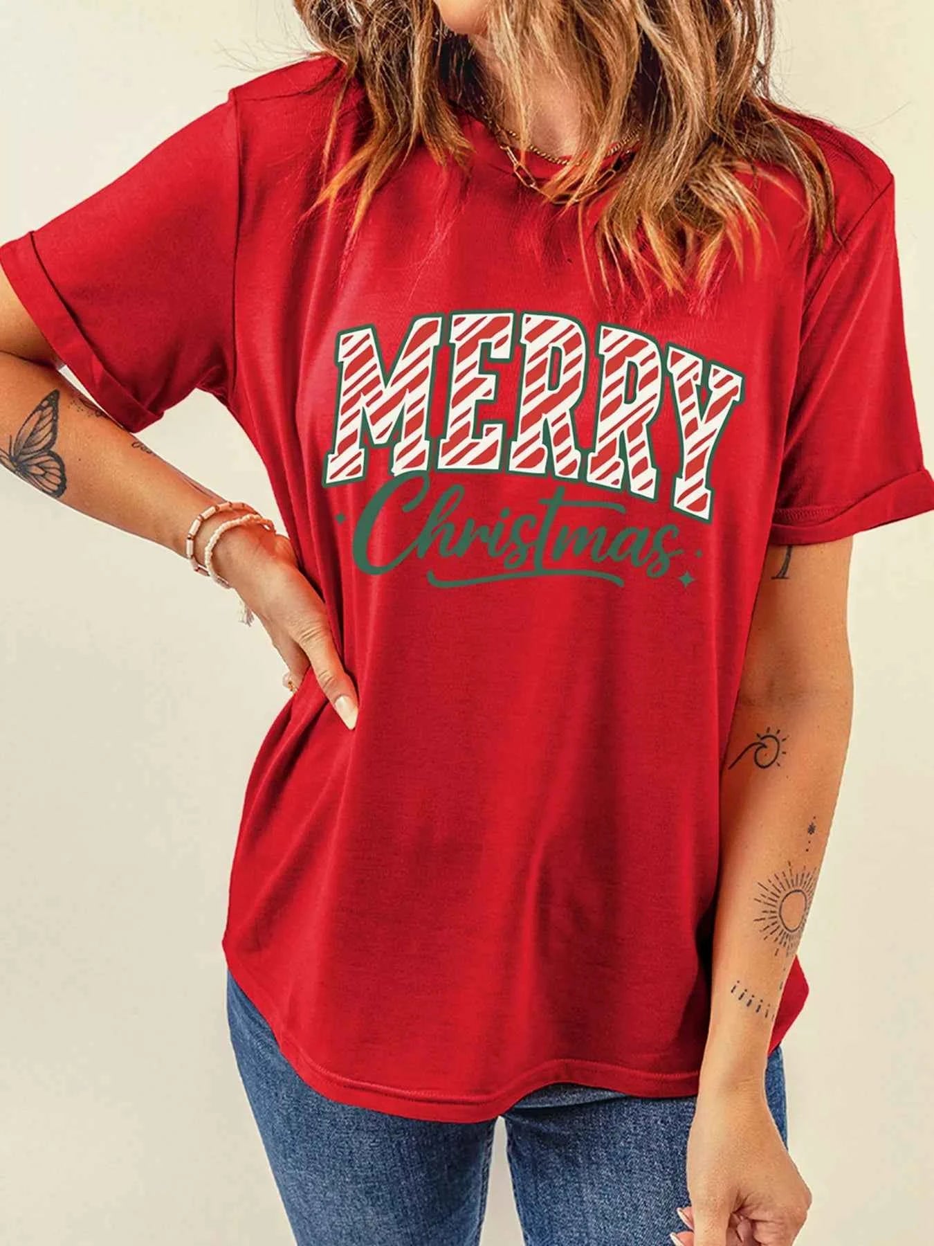 Merry Christmas Tee - Short Sleeve Graphic Tee for Festive Cheer in Style