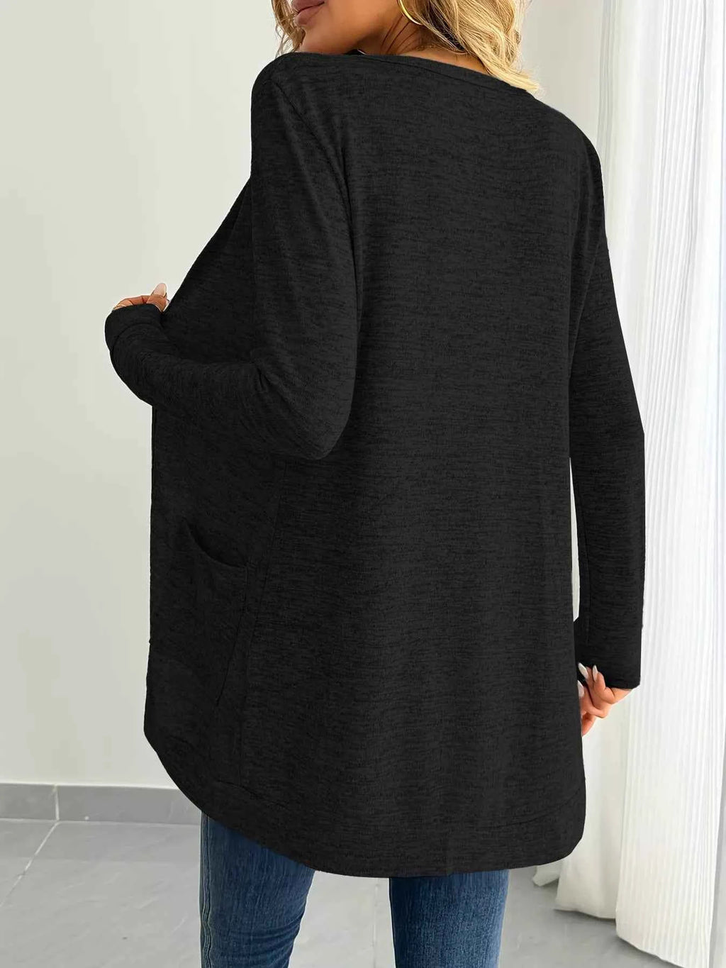 Open Front Longline Cardigan with Side Pockets - Nico`s Store