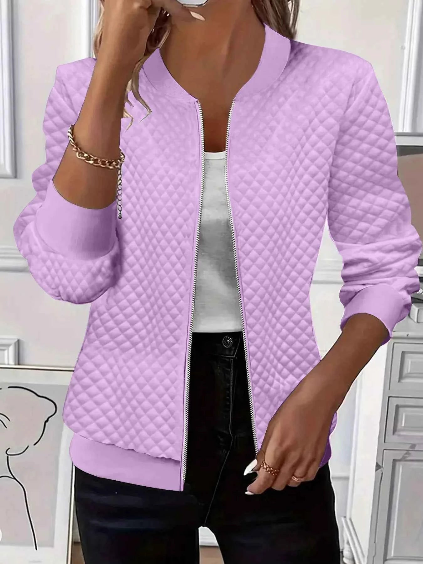 Textured Zip Up Jacket for Stylish Layering - Nico`s Store