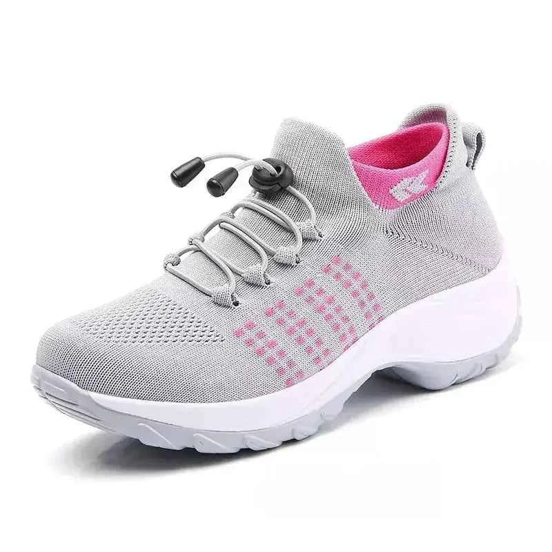 Women's Knit Sneakers with Thick Wedge Sole – Style 1855 - Nico`s Store