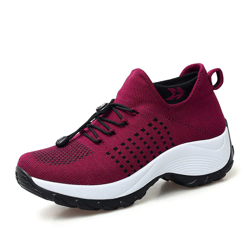 Women's Knit Sneakers with Thick Wedge Sole – Style 1855 - Nico`s Store