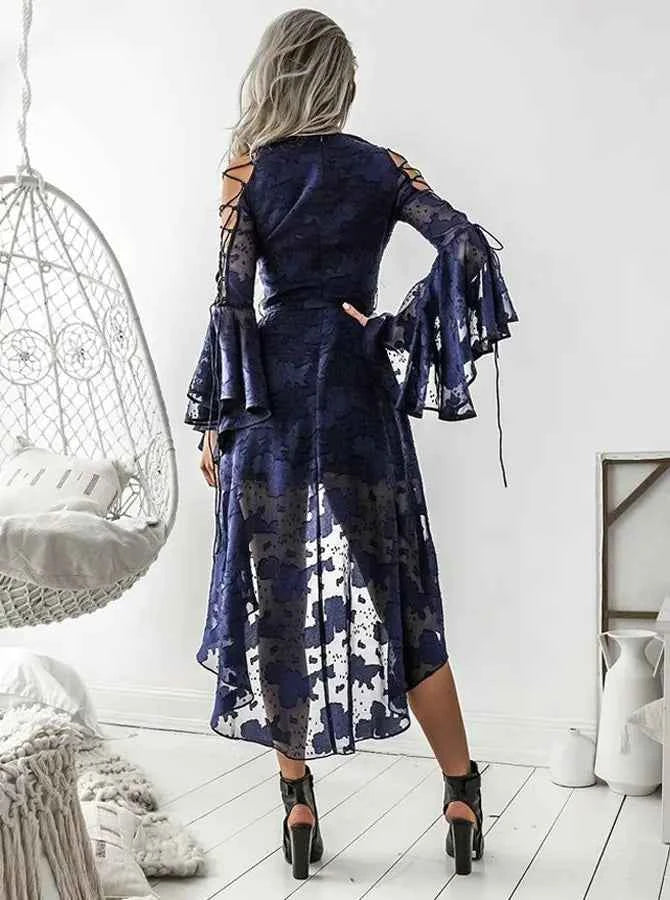 Lace V-Neck Dress – Elegant Tie Detail and Sexy Design - Nico`s Store