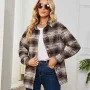 Casual Plaid Women's Jacket with Pockets - Nico`s Store