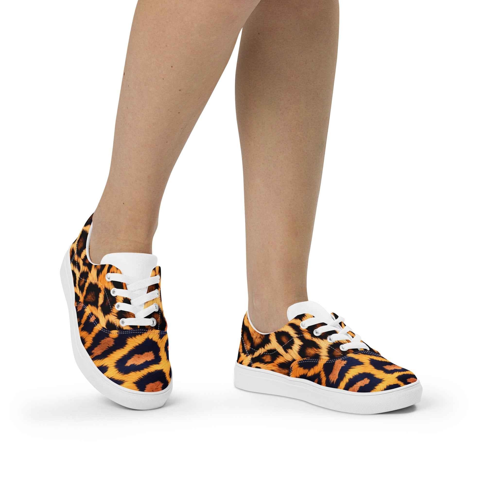 Women's Leopard Lace-up Canvas Shoes for Stylish Comfort - Nico`s Store