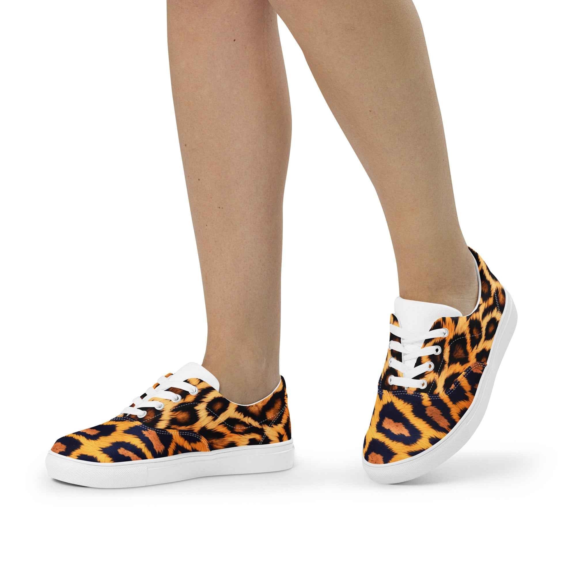 Women's Leopard Lace-up Canvas Shoes for Stylish Comfort - Nico`s Store